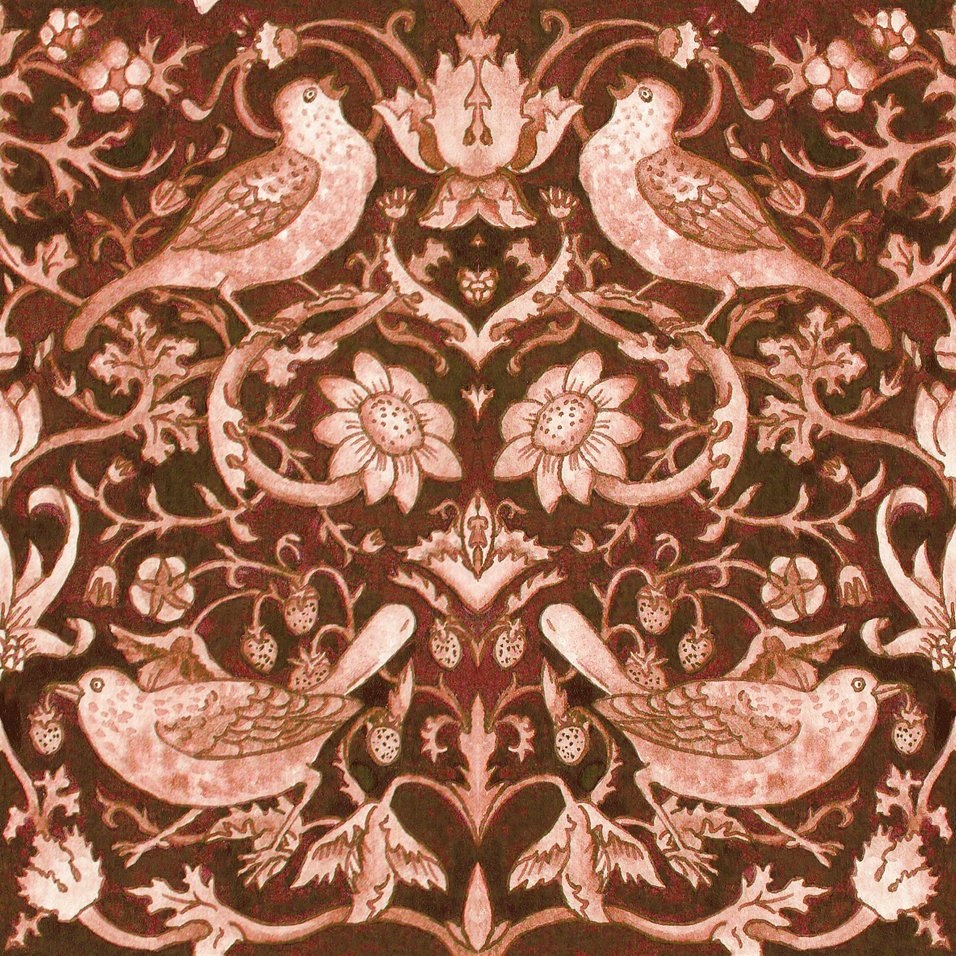 Watercolour painting.  Pattern design. William morris. the strawberry thief. bristol illustrator. birds. nature. art by ripley. ripley gosling