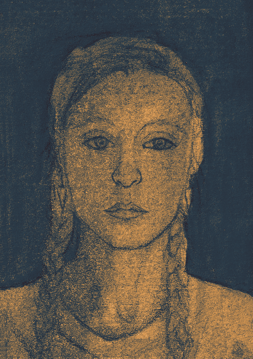 Animated self portrait drawing illustration