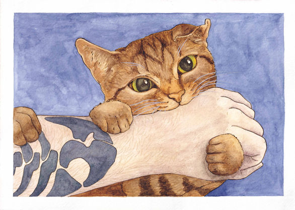 Pet Portrait Artist. Freelance illustrator. cat watercolour painting. cute art.