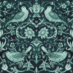 Watercolour painting. Pattern design. William morris. the strawberry thief. bristol illustrator. birds. nature. art by ripley. ripley gosling