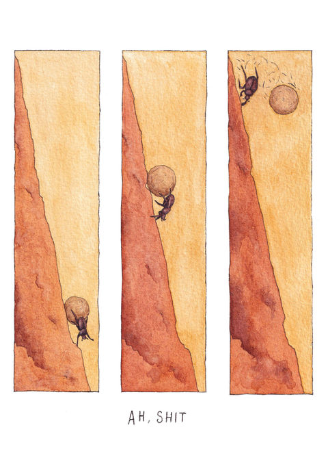 dung beetle. funny art. comics. wildlife artivism