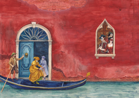 medieval venice painting. watercolour paintin in proress. bristol illustrator. watercolour painting. narrative art. self publishing