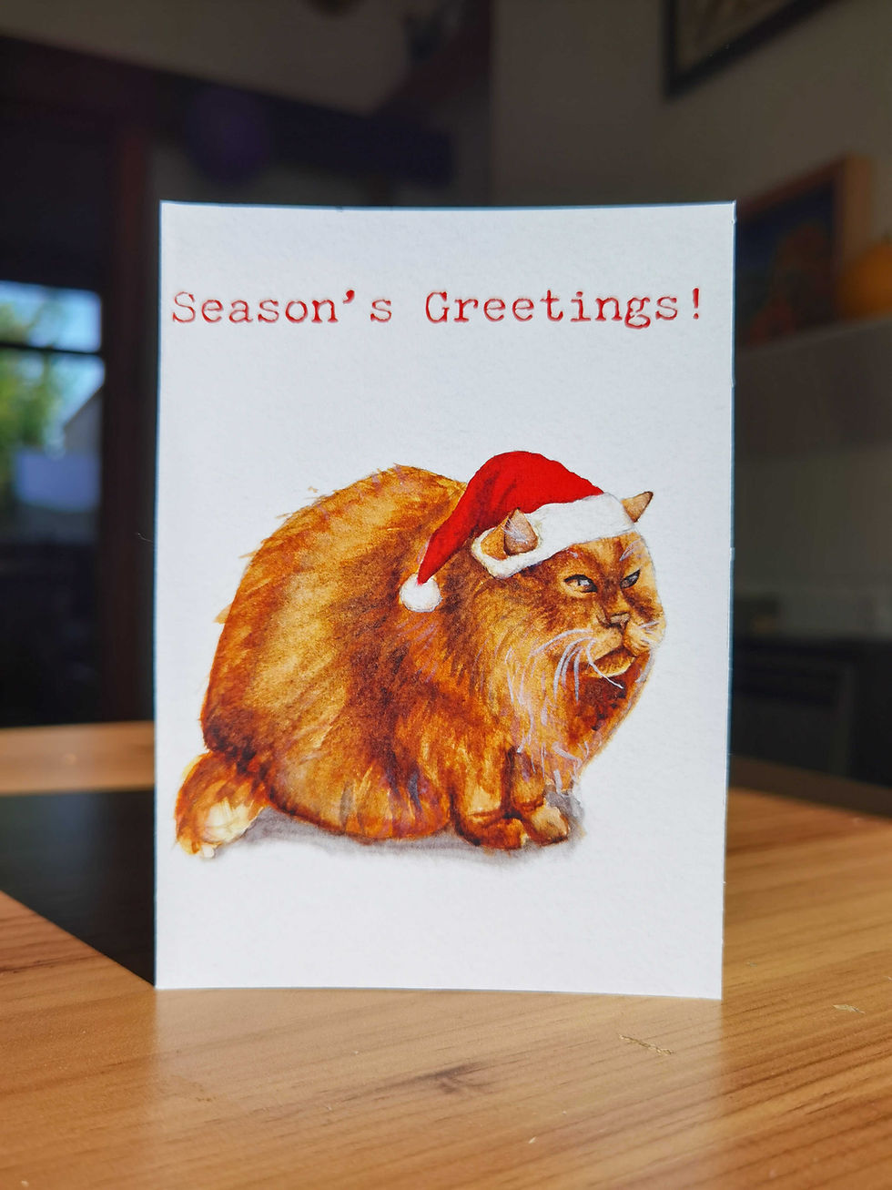 Thumbnail: seasonal cat greetings card illustration. Bristol illustrator. gift ideas. 