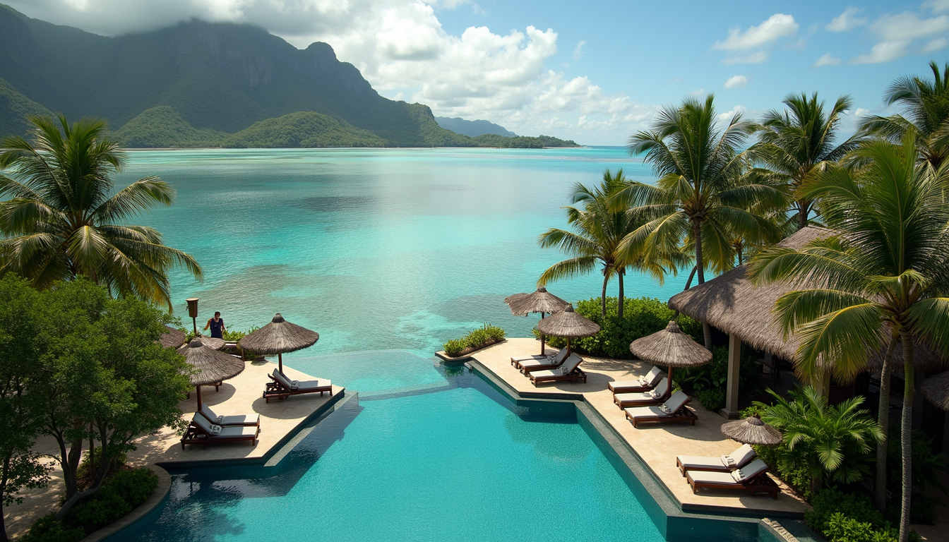 High angle view of the Intercontinental Tahiti Resort
