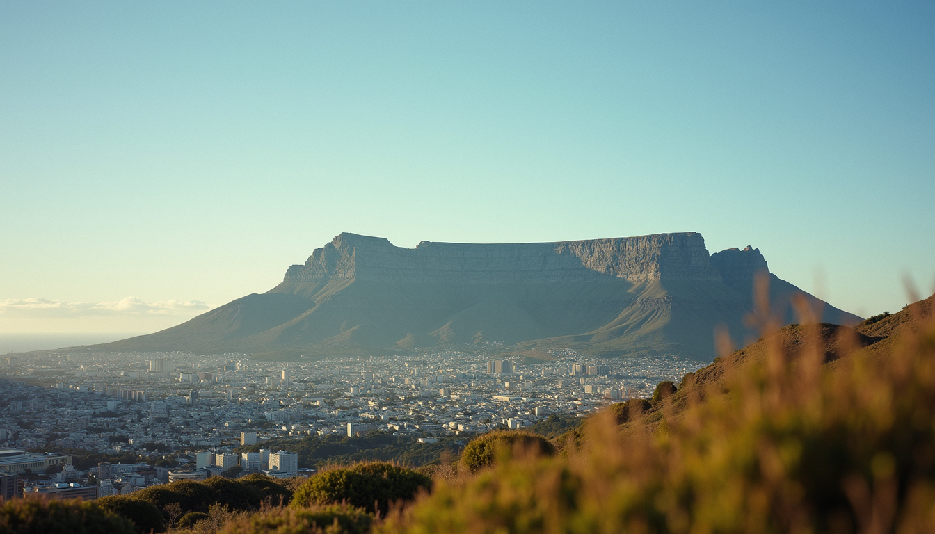 Eye-level view of Table Mountain in Cape Town