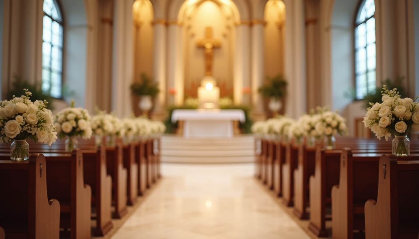 Close-up view of a beautiful wedding altar setup