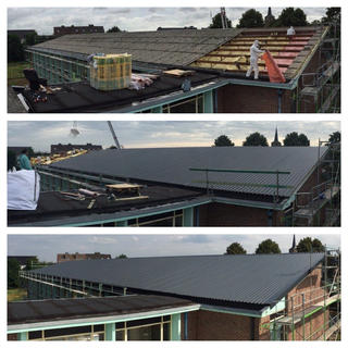 Asbest verwijderen, sandwichpanelen - school Neeroeteren