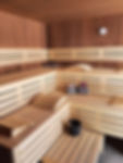 Panorama sauna in Thermo Ayous en Houtgestookte Harvia kachel "Legend 300" 300 kg stenen.