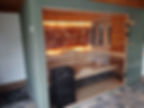 Sauna in poolhouse met Zoutsteenwand, Harvia Virta Saunakachel en 6 infrarood stralers