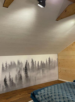 Tapete Wald-Optik im Schlafzimmer