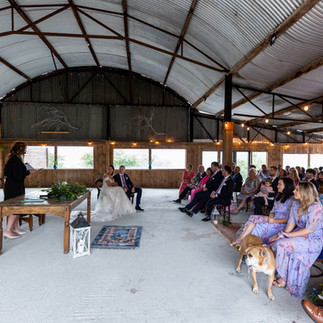 barn wedding with guest at humanist wedding in Mountain View