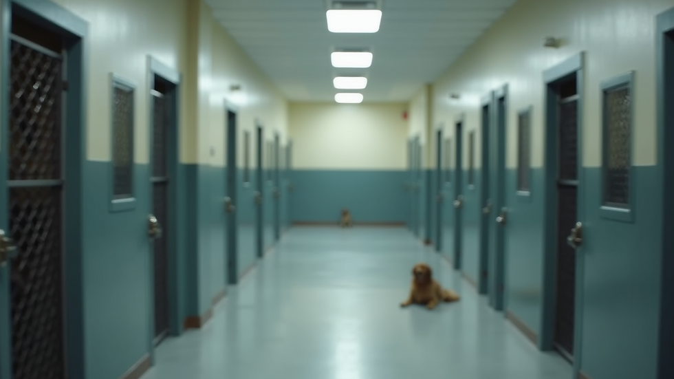 Close-up view of a clean and cozy dog kennel inside a boarding facility