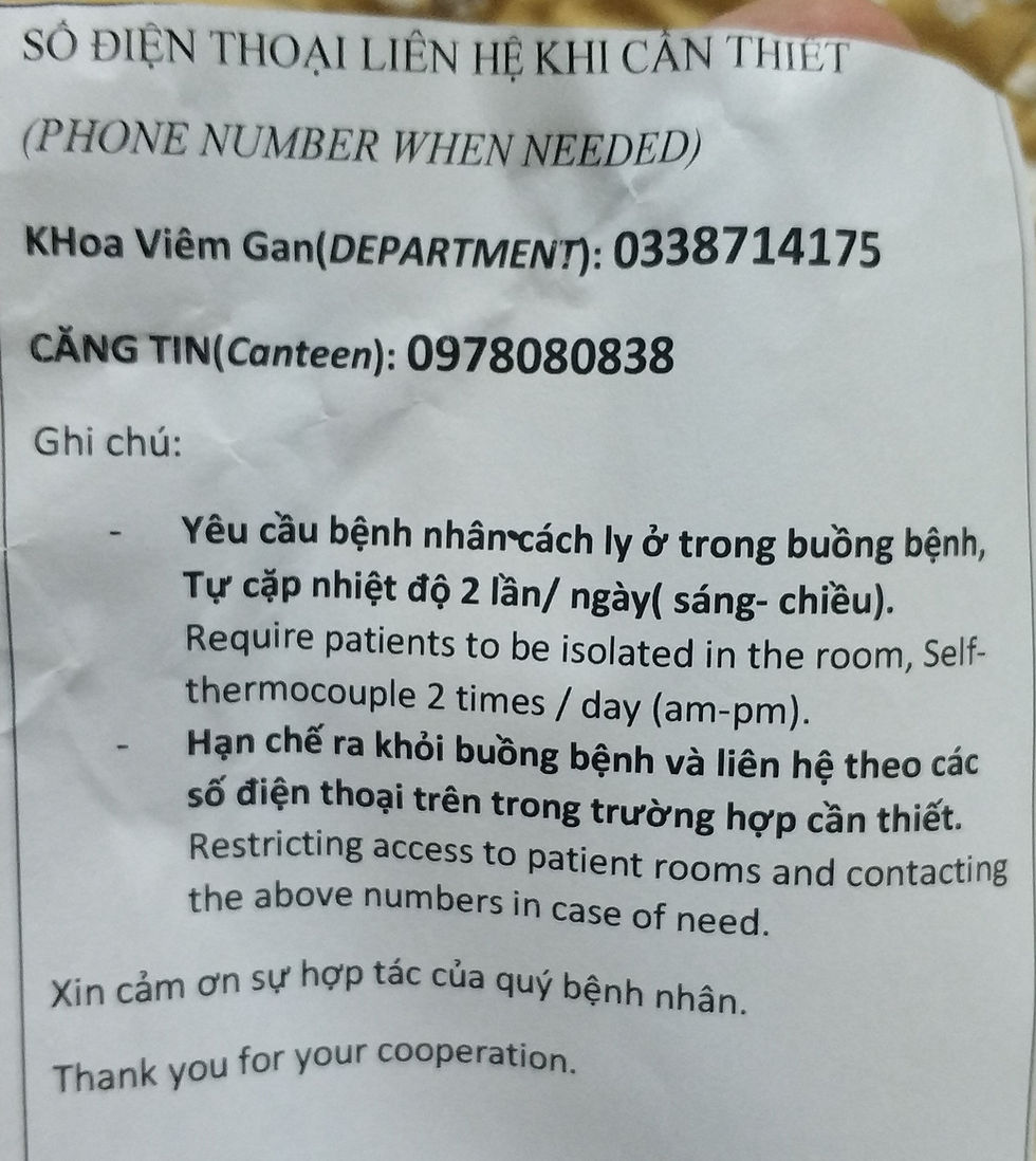 Rules given to a foreigner while he was incarcerated in a Hanoi quarantine facility