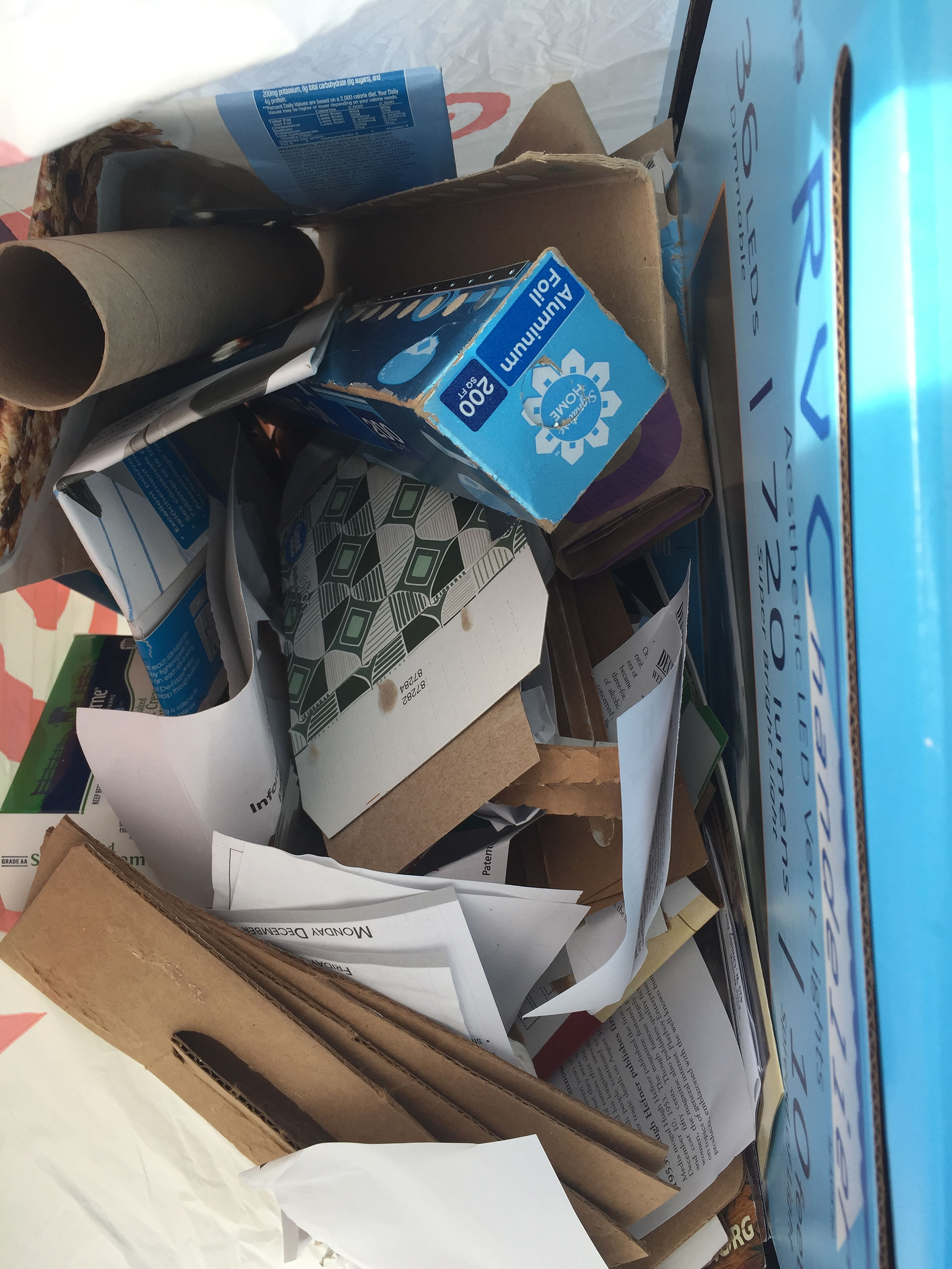 Stored recycling: Cardboard & paper