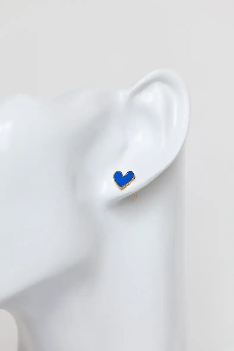Miniature : PUCES D'OREILLES COEURS ÉMAIL EN ACIER INOXYDABLE