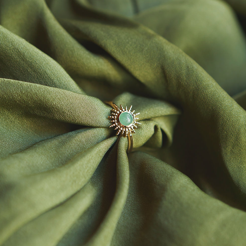 Miniature : bague en plaqué or et aventurine verte