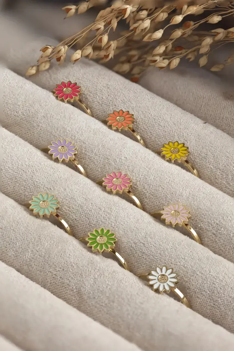 BAGUE AJUSTABLE FLEUR POUR ENFANT EN ACIER INOXYDABLE