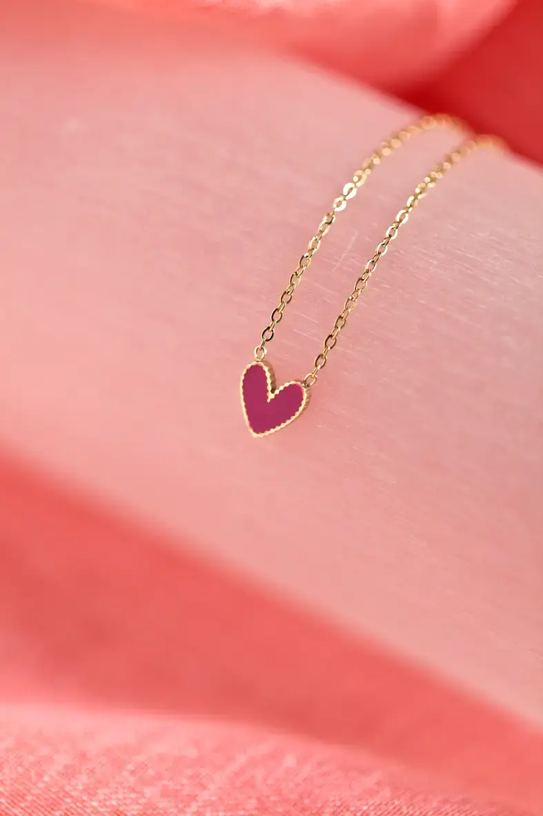 Miniature : collier pendentif coeur framboise