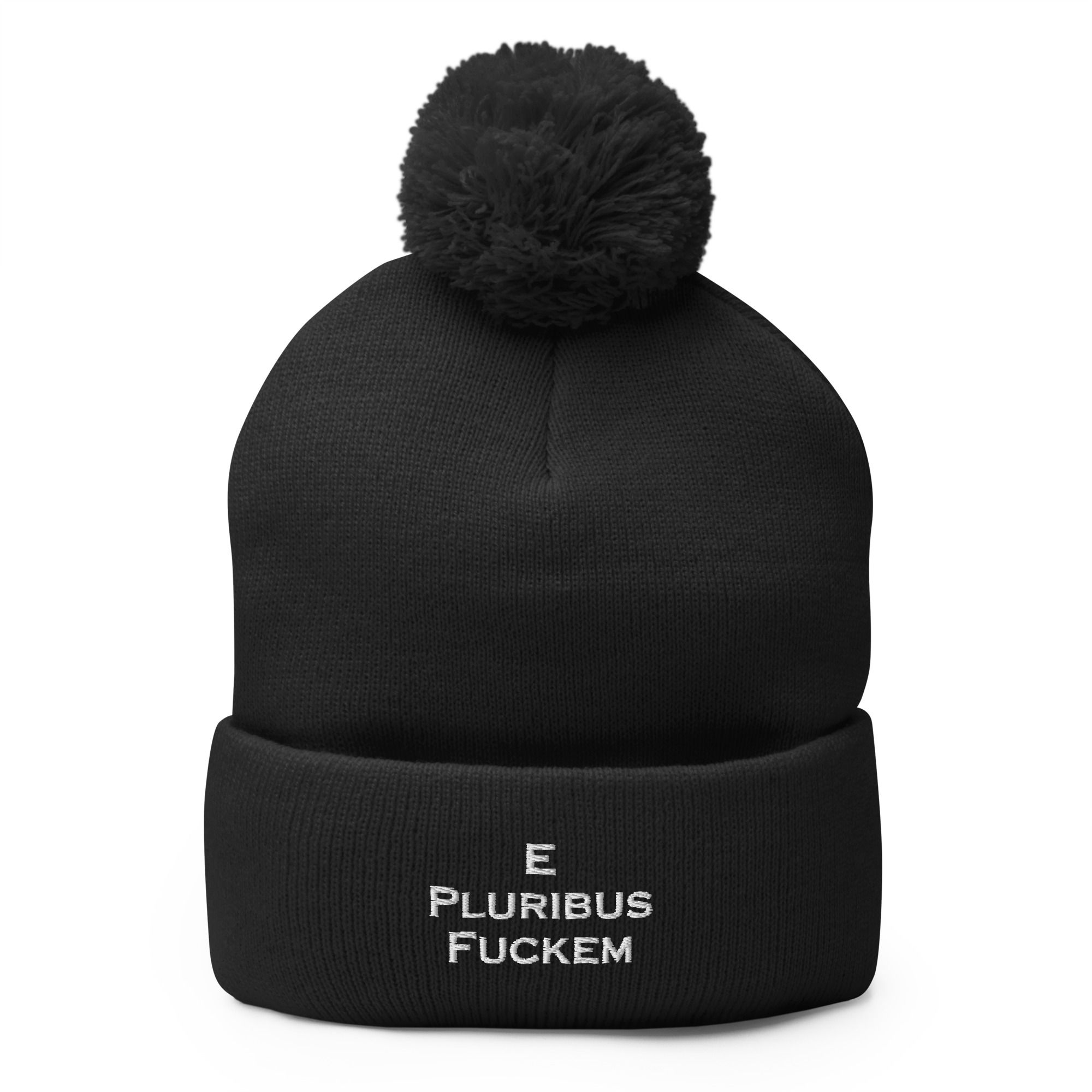 E Pluribus Fuckem Black Pom-Pom Beanie