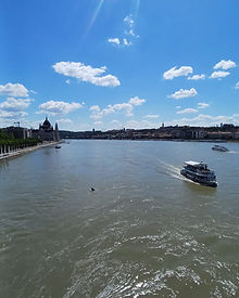 Danube River view from Margaret Bridge in Budapest