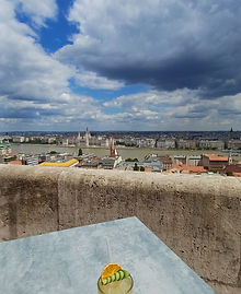 Budapest city view from Halászbástya Étterem with a drink