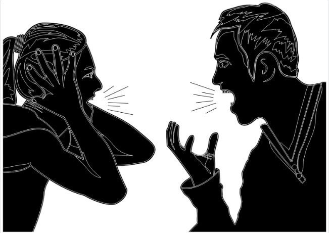a high-conflict couple yelling at each other
