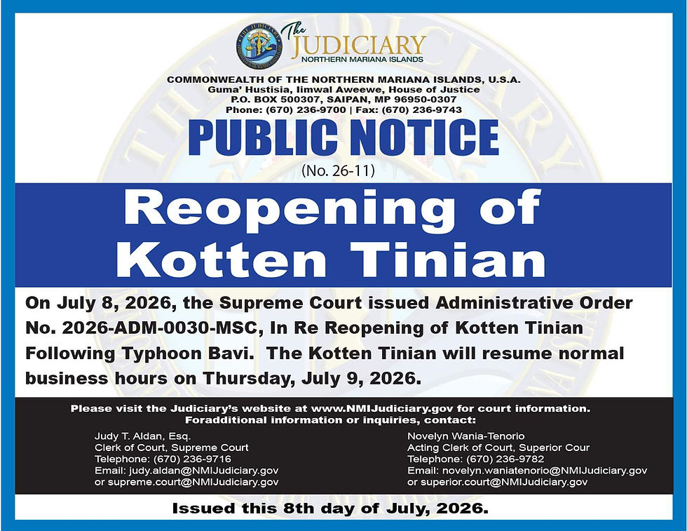 Reopening of Kotten Tinian