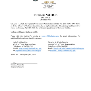 Judiciary Facilities Closure Due to Typhoon Sinlaku