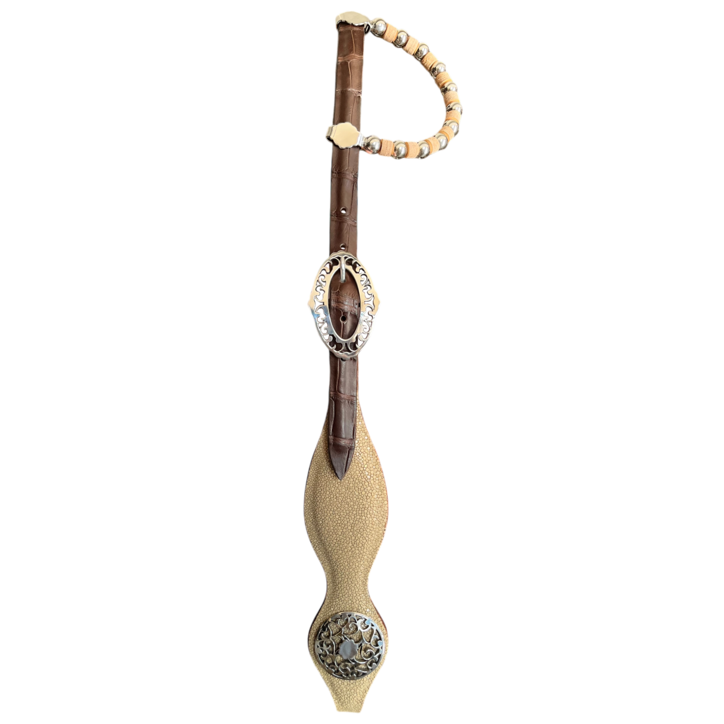 Regina - Testiera western da show in pelle di razza e alligatore