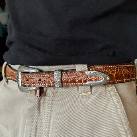 Cintura western in pelle di struzzo
