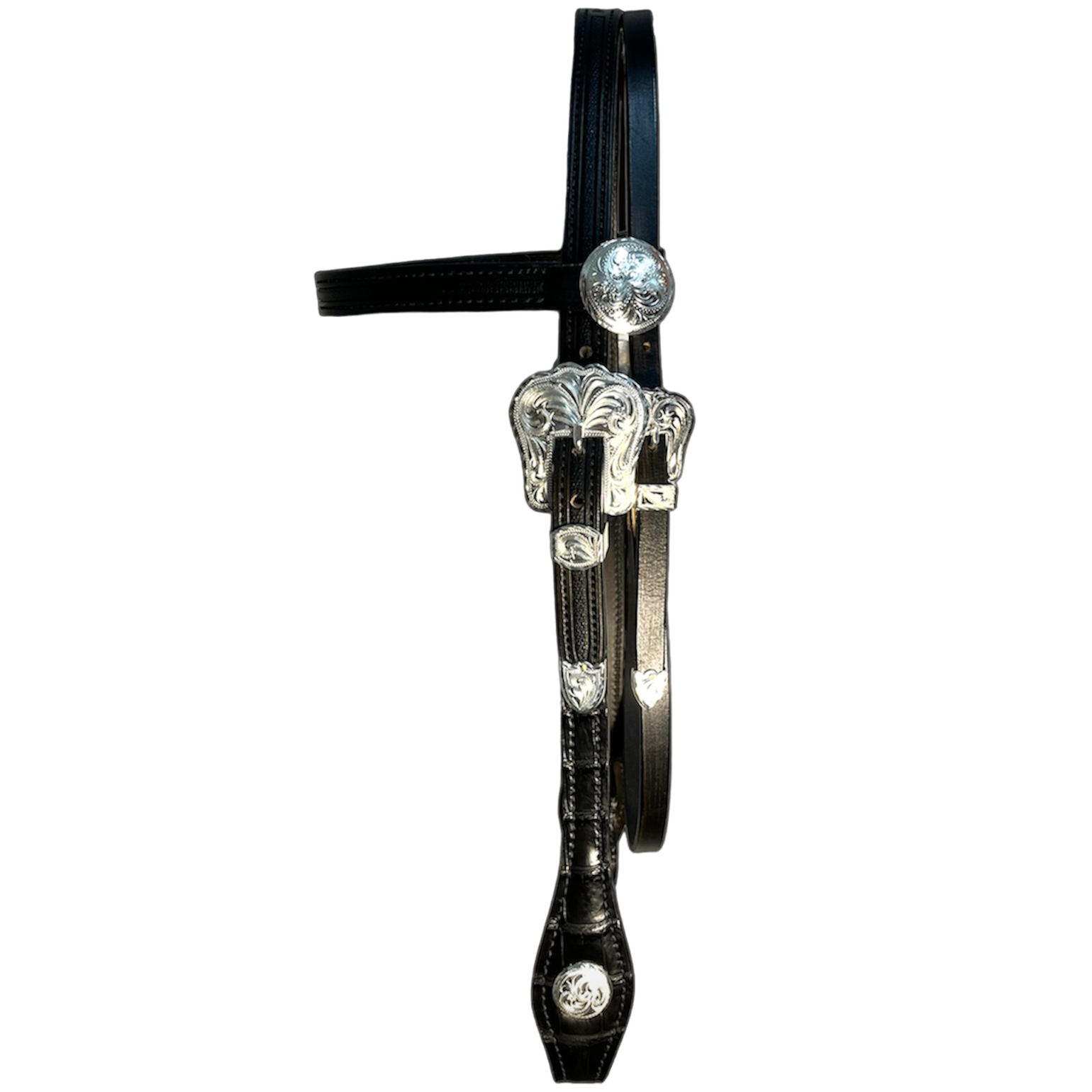 Testiera western da show in coccodrillo