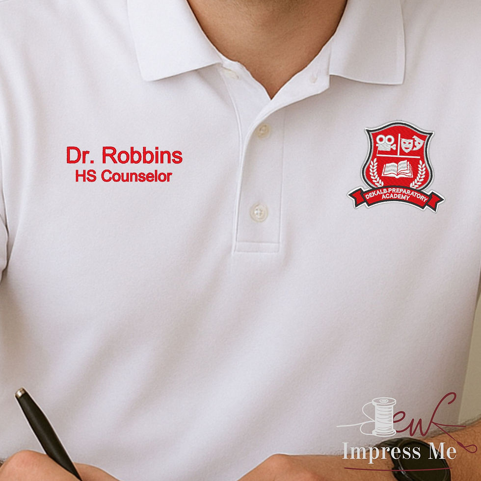 Thumbnail: DeKalb Preparatory Academy Custom Embroidered Polo | Unisex School Uniform Shirt