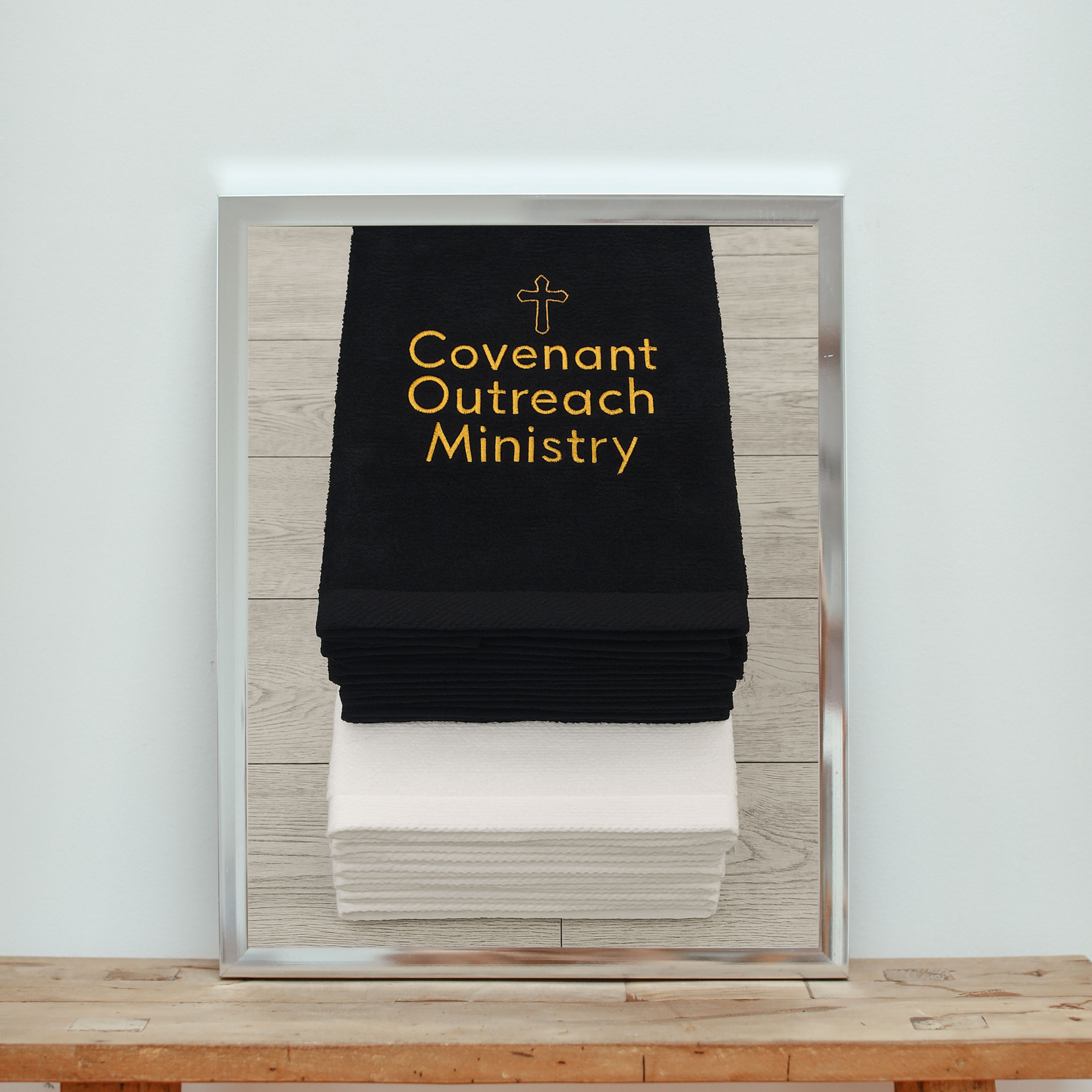 Classic Black & White | Hemmed Fingertip Towels | 12-Piece Premium Cotton