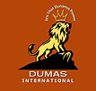 Logo of Dumas International featuring a golden lion with a crown, standing on a rock. Above the lion, the text reads ‘It’s Th