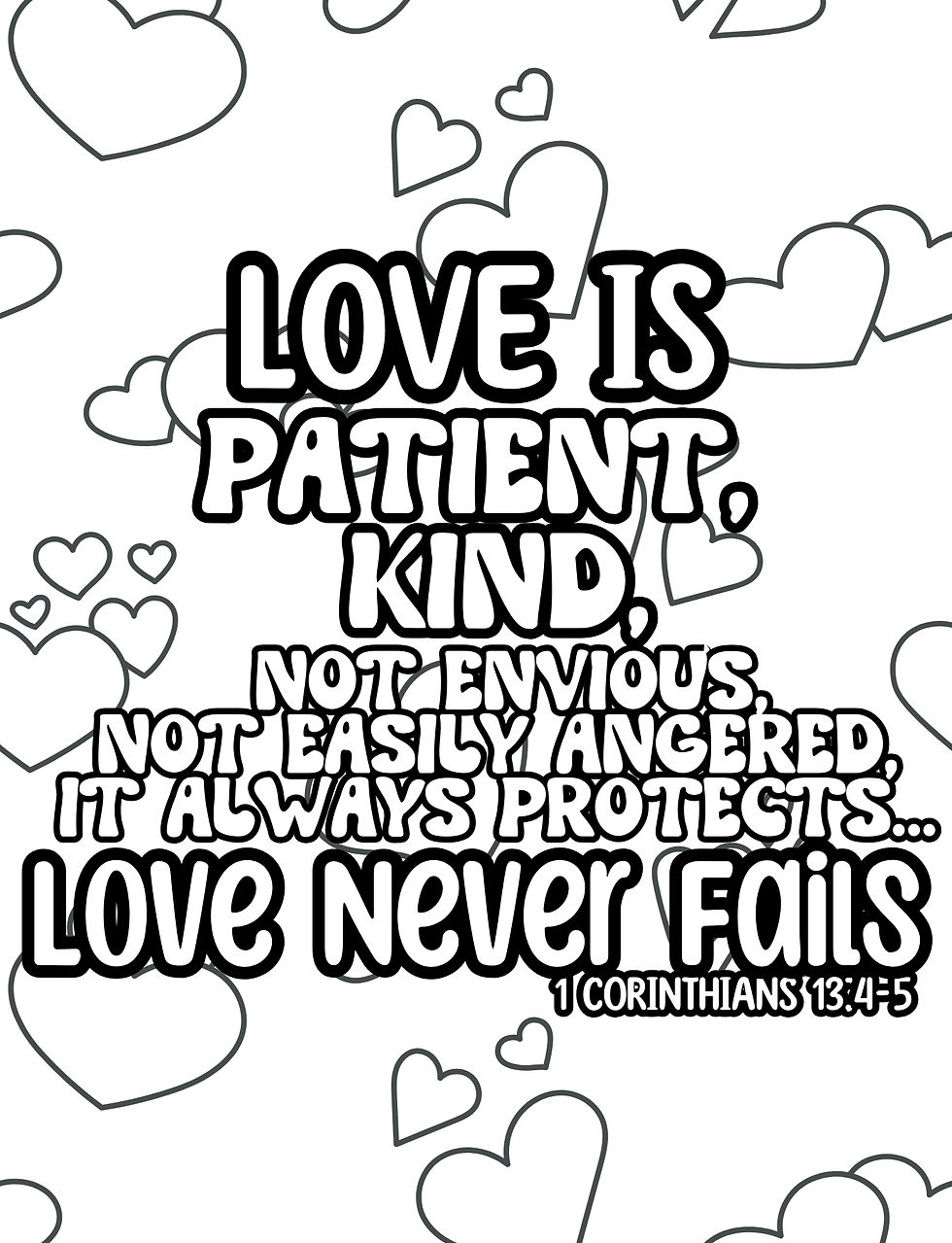 Valentines Coloring Page- Love Never Fails