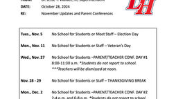November Updates and Parent Conferences
