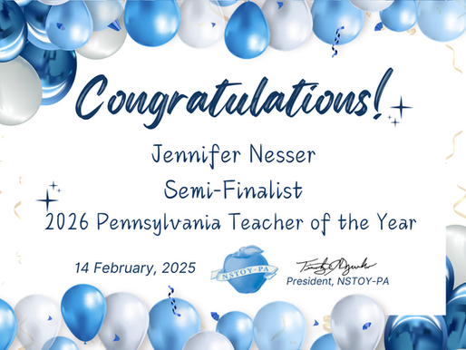 Jennifer Nesser – 2026 Pennsylvania Teacher of the Year Semi-Finalist!