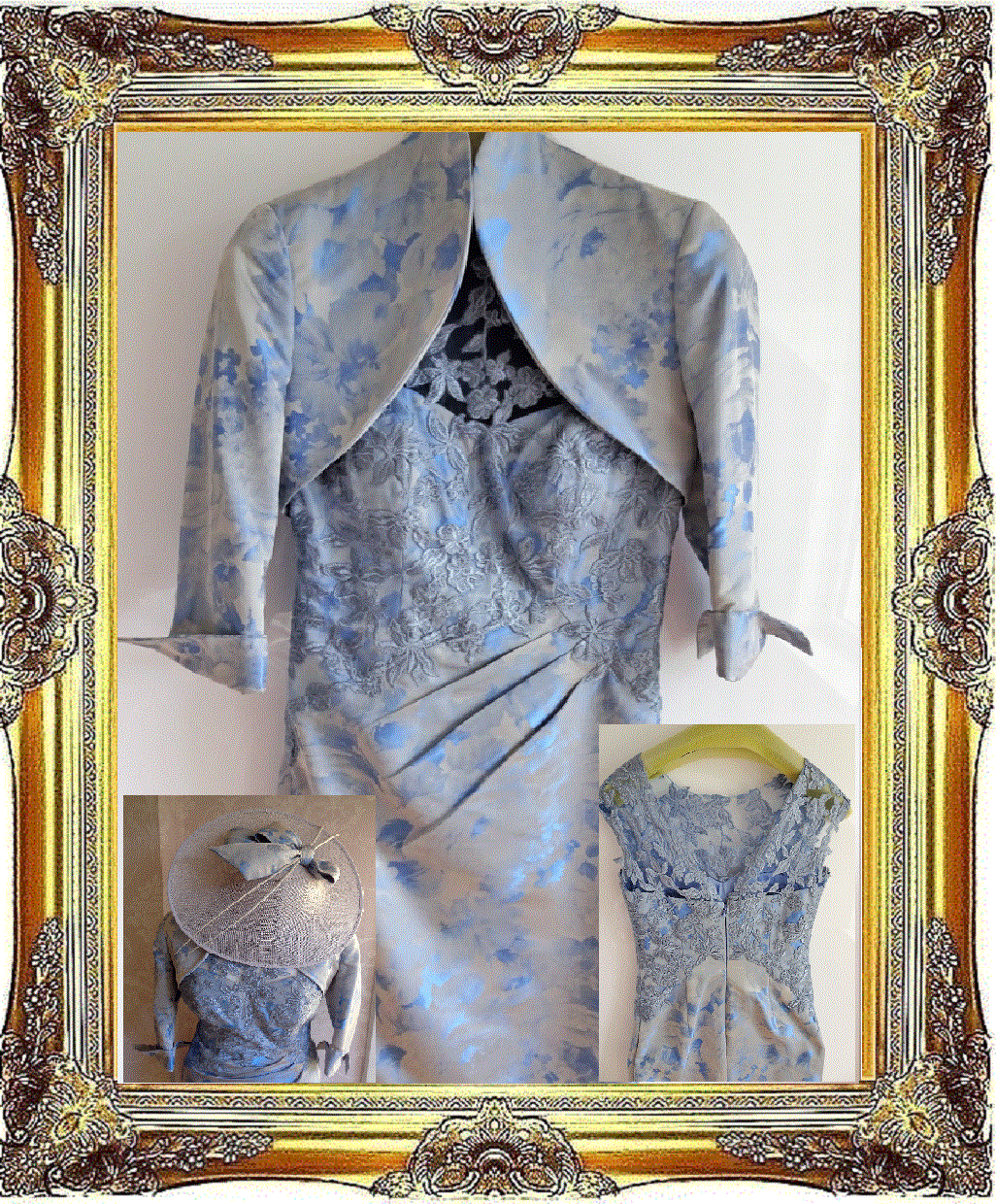 chinese dress ladies Soft Ivory/Pale Grey Floral Jacquard Dress and Jacket  Lucindas on-line