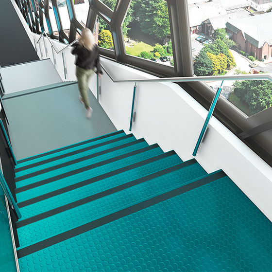 AB Marathon rubber stair treads in a commercial office interior - GEO Flooring Australia