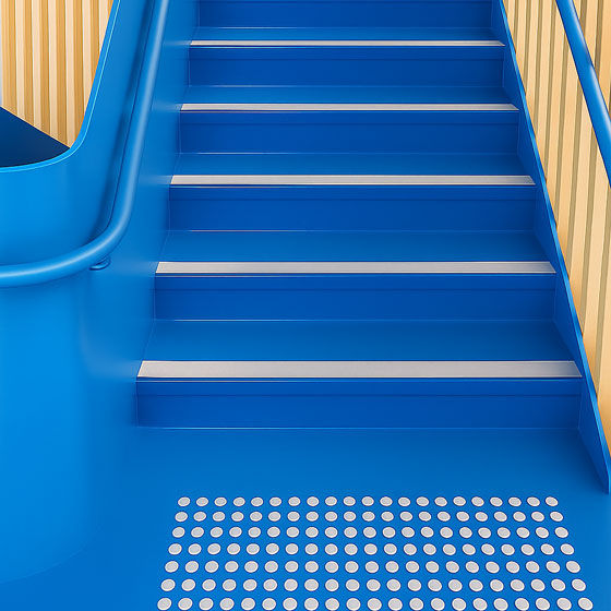 American Biltrite commercial rubber stair treads in a commercial interior - GEO Flooring Australia
