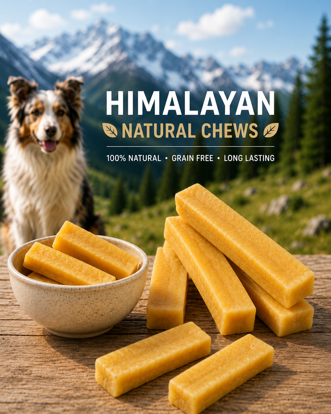 Himalayan Chews NATURAL/BASIL/TURMERIC - Healthy Chews For Dogs: LARGE
