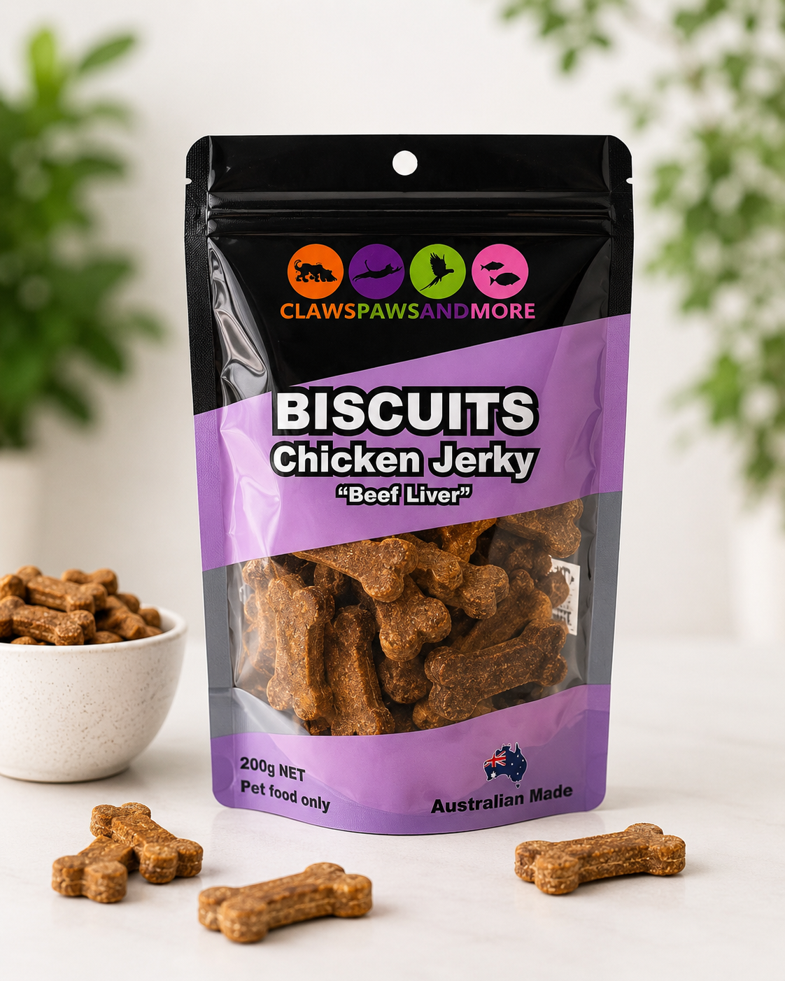 200g: Chicken Jerky Biscuits & Beef Liver: DOG BISCUITS