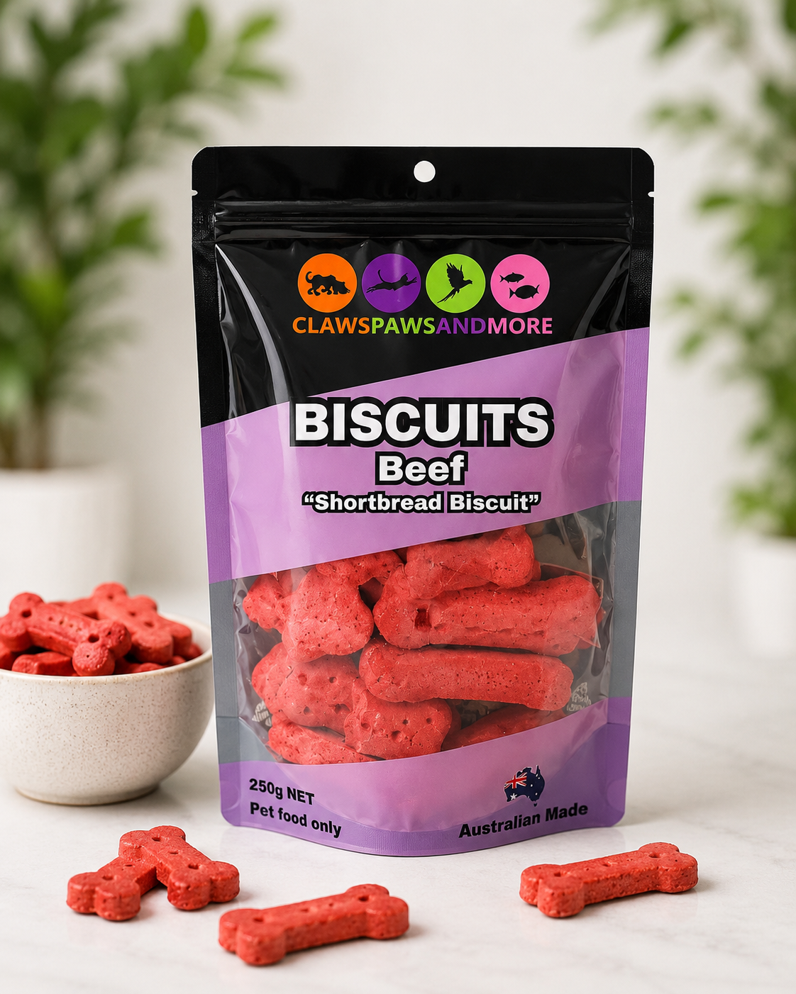250g: Australian Beef Bickies: DOG SHORTBREAD BISCUITS