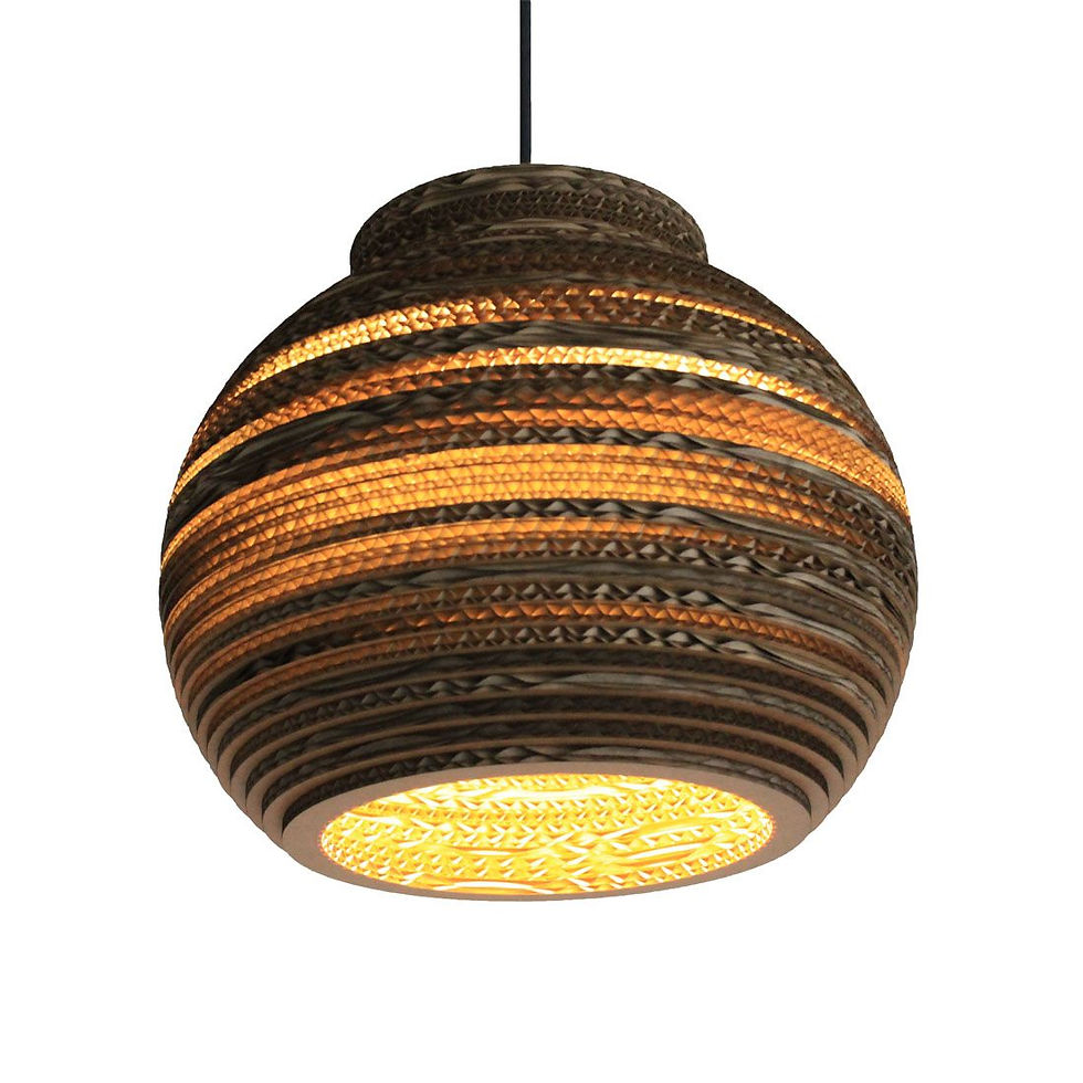 Thumbnail: Lampshade Pendant Collared Sphere 12" Cardboard