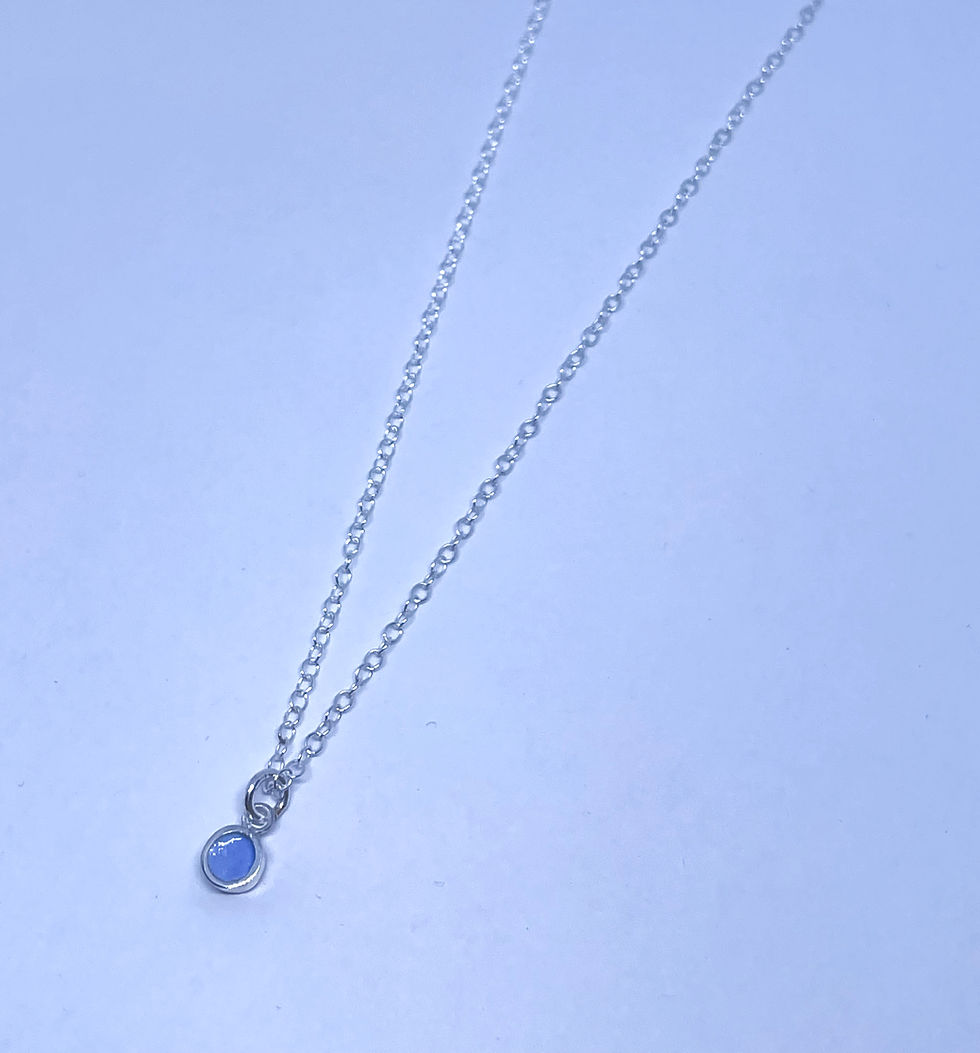 Thumbnail: Enamel dot pendant: silver & opaque lupin blue vitreous enamel