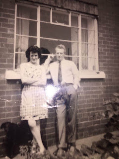 Young Mr & Mrs Jackson outside No 58