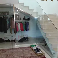 Glass Railing for Stairs + Glass Partition for storage