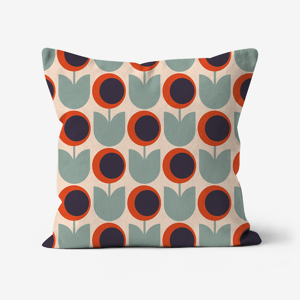 Thumbnail: Gerbera cushion with retro floral pattern