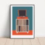 Retro record player and record cabinet illustration poster
