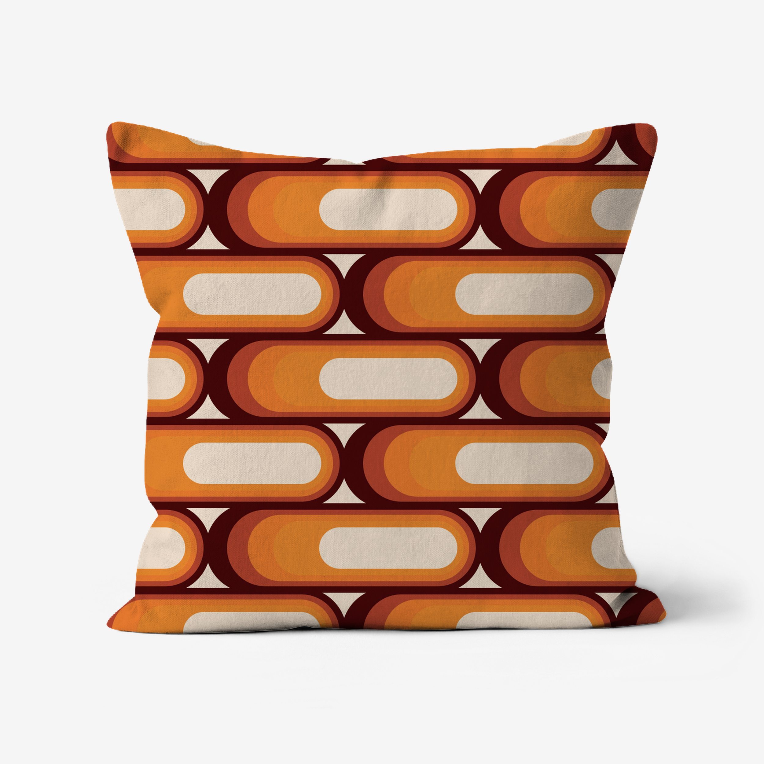 Retro orange geometric pattern pillow